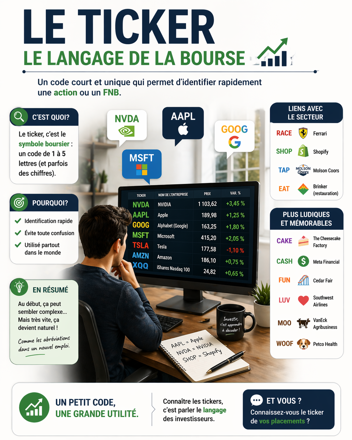 Le ticker en bourse